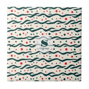 Azulejo De Cerâmica Padrão abstrato Wavy Lines e formas geométricas