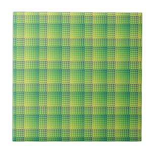 Azulejo De Cerâmica Padrão Abstrato Xadrez Verde Azul