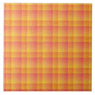 Azulejo De Cerâmica Padrão Abstrato Xadrez Vermelho Amarelo