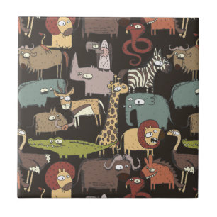 Azulejo De Cerâmica Padrão Africano de Animais