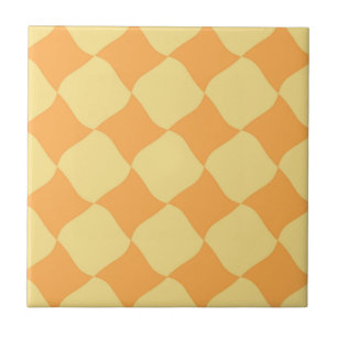 Azulejo De Cerâmica Padrão Amarelo da Imagem Retroativa Quadrada 