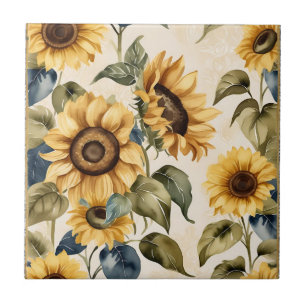 Azulejo De Cerâmica Padrão Amarelo de Cores de Água do Girassol