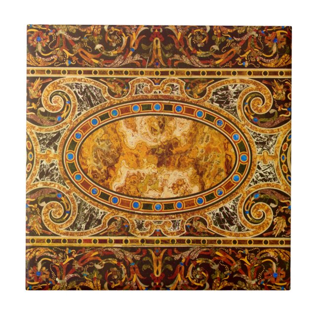 Azulejo De Cerâmica Padrão Antiquado De Gemstone Italiano Decorativo (Frente)
