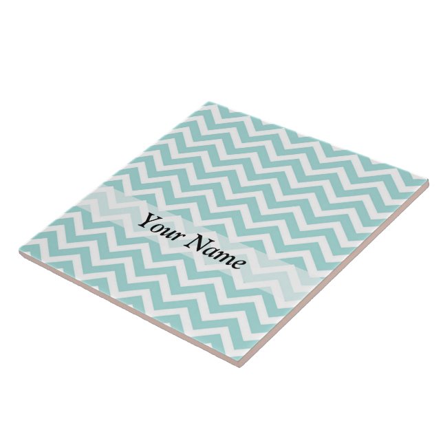 Azulejo De Cerâmica Padrão aqua chevron (Lateral)