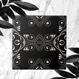 Azulejo De Cerâmica Padrão Árabe Elegante do Barroco Branco e Preto