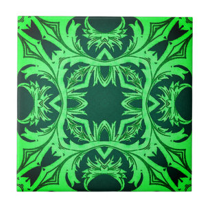 Azulejo De Cerâmica Padrão Árabe ornamentado - Emerald Green