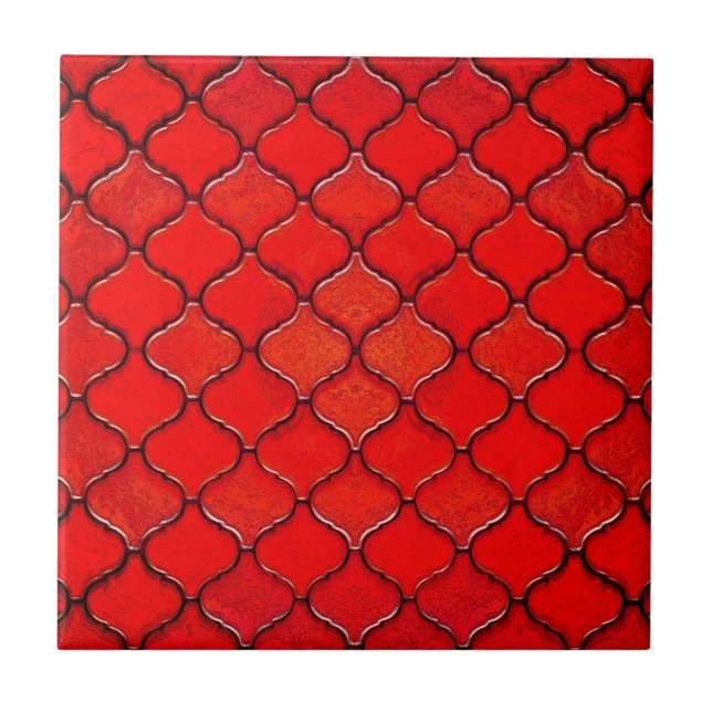 Azulejo De Cerâmica Padrão Árabe Vermelho (Frente)