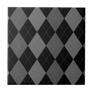 Azulejo De Cerâmica Padrão Argyle Preto e Cinza Carvão