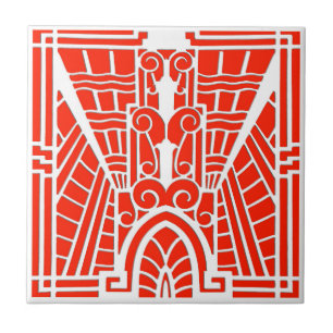 Azulejo De Cerâmica Padrão Arquitetônico Deco, Laranja Mandarin