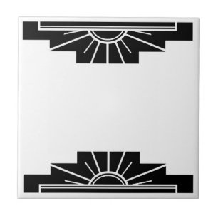 Azulejo De Cerâmica Padrão Art Deco a preto