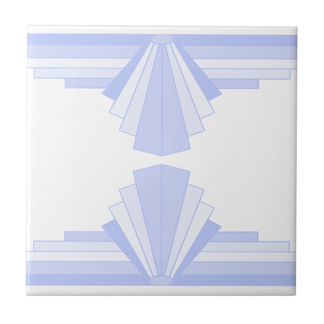 Azulejo De Cerâmica Padrão Art Deco em azul (Frente)