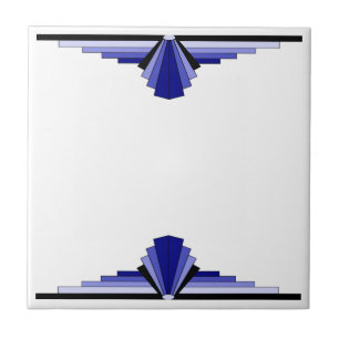 Azulejo De Cerâmica Padrão Art Deco em Azul Profundo