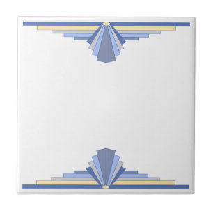 Azulejo De Cerâmica Padrão Art Deco em Cinza azul