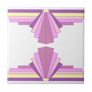 Azulejo De Cerâmica Padrão Art Deco em rosa e roxo