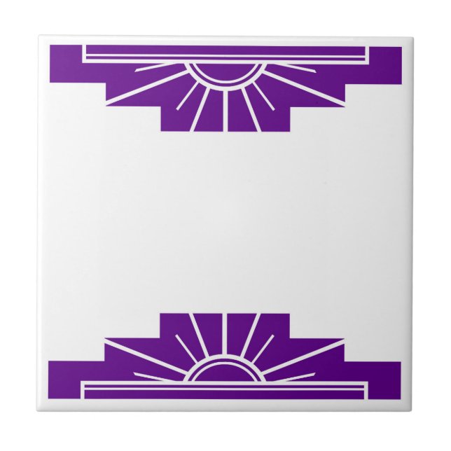 Azulejo De Cerâmica Padrão Art Deco em Roxo (Frente)