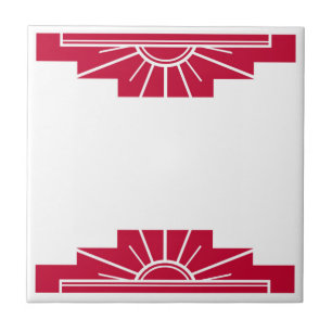 Azulejo De Cerâmica Padrão Art Deco em Ruby Profundo