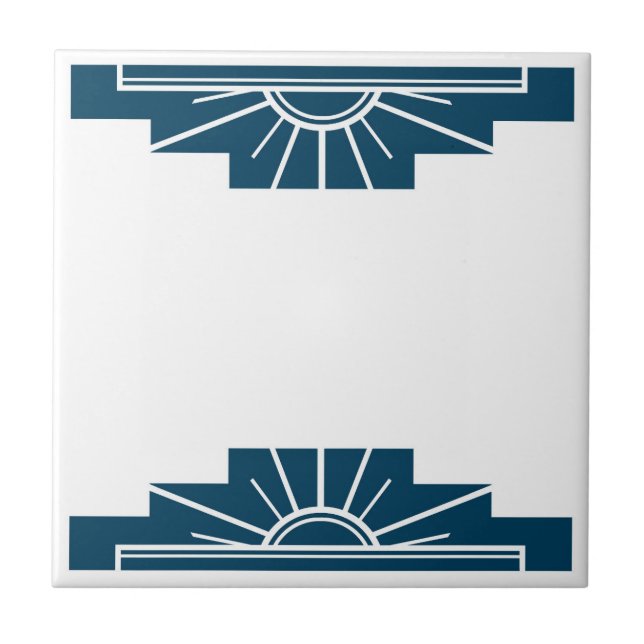 Azulejo De Cerâmica Padrão Art Deco em Teal Profundo (Frente)