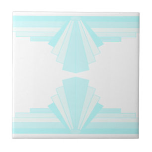 Azulejo De Cerâmica Padrão Art Deco em Teal Suave