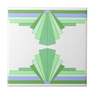 Azulejo De Cerâmica Padrão Art Deco em Verde e Azul
