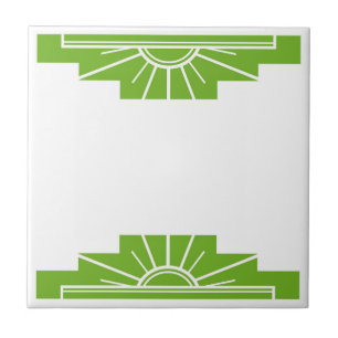 Azulejo De Cerâmica Padrão Art Deco em Verde limão