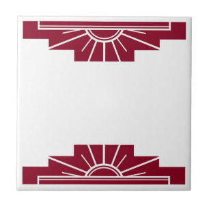 Azulejo De Cerâmica Padrão Art Deco em vermelho