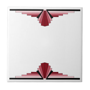 Azulejo De Cerâmica Padrão Art Deco em vermelho