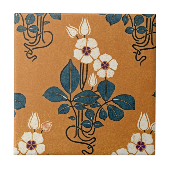 Azulejo De Cerâmica Padrão Art Nouveau nº 7 (Frente)