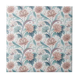 Azulejo De Cerâmica Padrão Artístico de Flores em Redemoinho Floral Pa