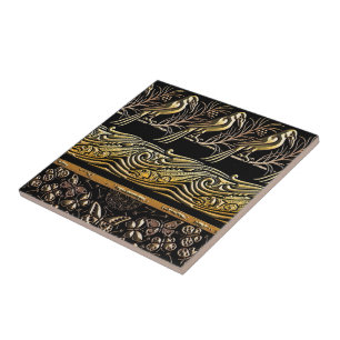 Azulejo De Cerâmica padrão artístico de pássaros peixes Borboleta dour