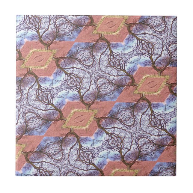 AZULEJO DE CERÂMICA  PADRÃO ÁRVORES E CAMPOS (Frente)