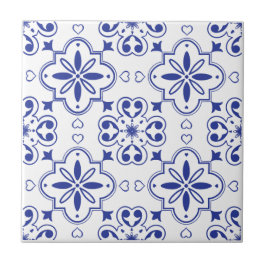 Azulejo De Cerâmica Padrão Azul Branco Mediterrâneo Moderno Sem Costur