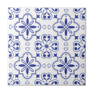 Azulejo De Cerâmica Padrão Azul Branco Mediterrâneo Moderno Sem Costur