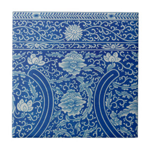 Azulejo De Cerâmica Padrão Azul Clássico Chinês Floral Cobalto Antiqua