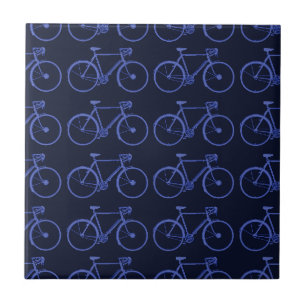 Azulejo De Cerâmica Padrão azul de bicicletas