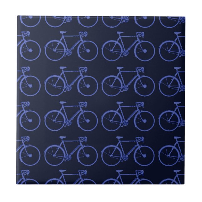 Azulejo De Cerâmica Padrão azul de bicicletas (Frente)