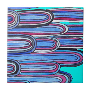 Azulejo De Cerâmica Padrão azul do Oceano Ondas aqua