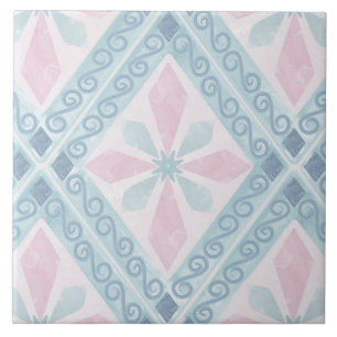 Azulejo De Cerâmica padrão azul em forma de diamante