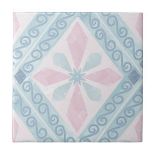Azulejo De Cerâmica padrão azul em forma de diamante
