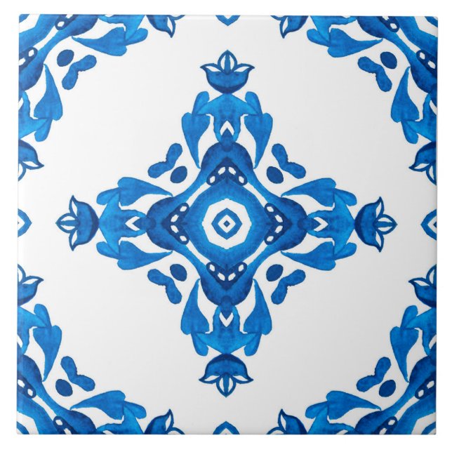Azulejo De Cerâmica Padrão Azul Espanhol Português (Frente)