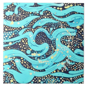 Azulejo De Cerâmica Padrão Azul Teal abstrato moderno