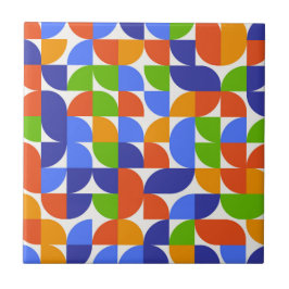 Azulejo De Cerâmica Padrão Bauhaus Meio do Século Azul, Laranja, Verde