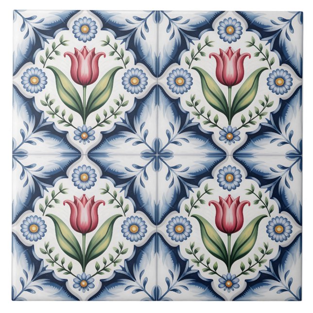 Azulejo De Cerâmica Padrão Blue Dutch Delft (Frente)