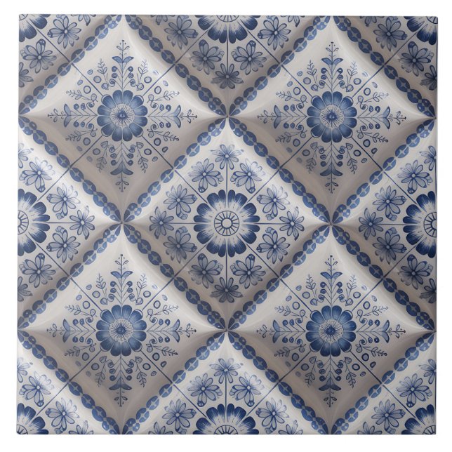 Azulejo De Cerâmica Padrão Blue Dutch Delft (Frente)