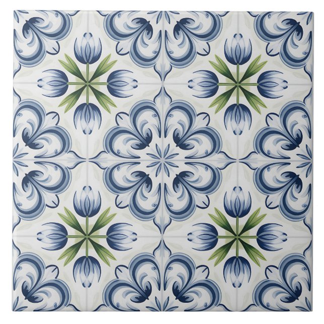 Azulejo De Cerâmica Padrão Blue Dutch Delft (Frente)