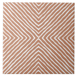 Azulejo De Cerâmica Padrão Boho Stripes (Terracotta e Branco)