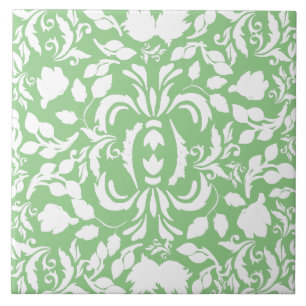 Azulejo De Cerâmica Padrão bonito William Morris verde e branco