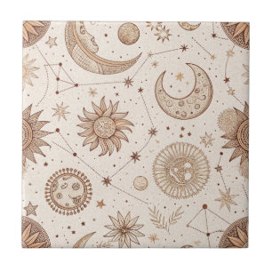 Azulejo De Cerâmica Padrão Botânico Celestial (2)