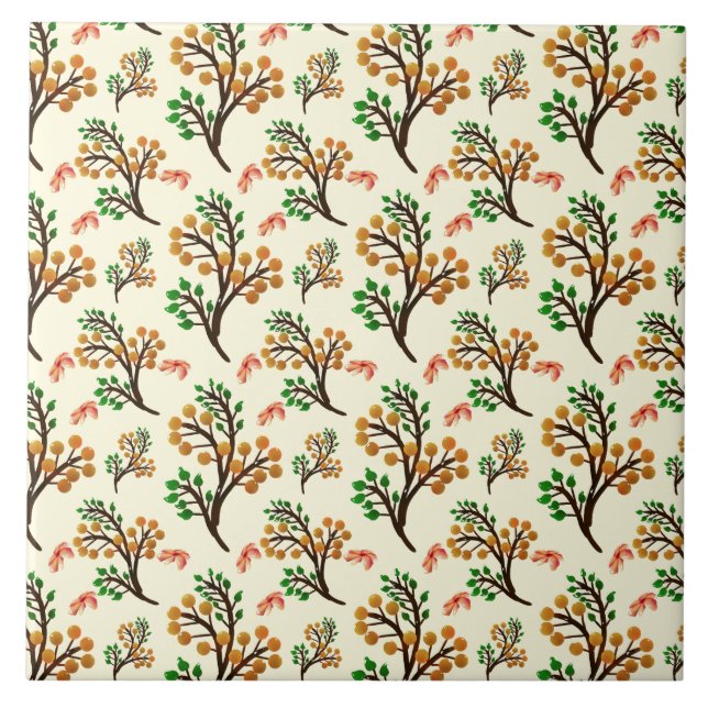 Azulejo De Cerâmica Padrão botânico contínuo com ramalhete de frutas f (Frente)
