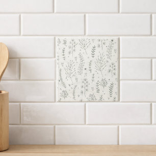 Azulejo De Cerâmica Padrão Botânico da Salvia Moderna