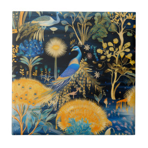 Azulejo De Cerâmica Padrão Botânico de Aves Exóticas Chinoiserie (10)